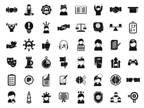 Coping skills icons set simple vector. Love stress イラスト素材