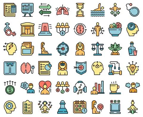 Coping skills icons set vector flat イラスト素材