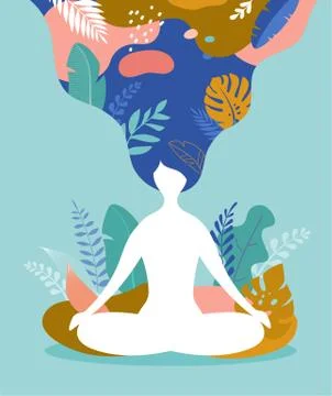 Coping with stress and anxiety using mindfulness, meditation and yoga. Vector Stock Illustration