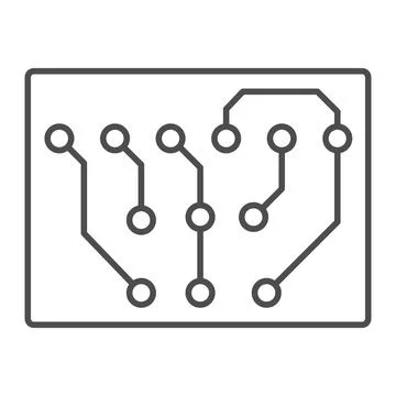 Copmact prited circuit board rectangle shape thin line icon, electronics concept Stockillustratie