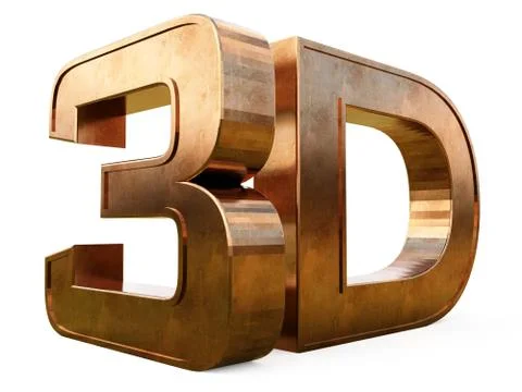 Copper 3D logo isolated on white background with reflection effect. 스톡 일러스트