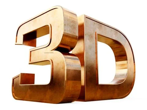 Copper 3D logo isolated on white background with reflection effect. Illustrazione stock