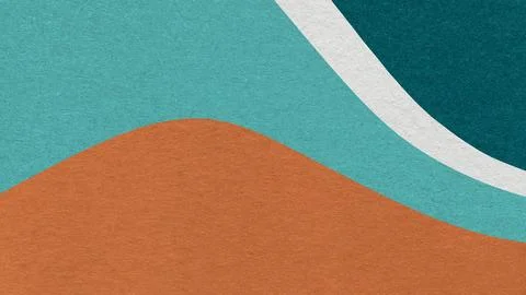 Copper abstract fluid wavy layered textured paper background with cyan teal f Stock Illustration