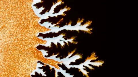 Copper and pale blue particles flowing through fractal rivers, Retro colours Stock Footage 132244464
