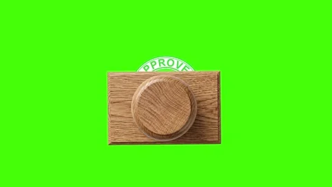 Copper Approve Button on Wooden Bar with Green Screen Background Stock Footage 341602753
