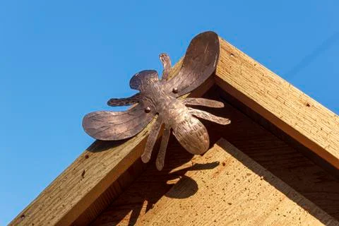 Copper bee on native bee house Stock Photos