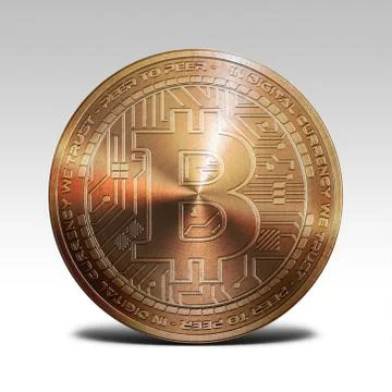 Copper bitcoin isolated on white background 3d illustration Stock Illustration
