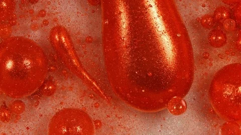 Copper burnt orange metallic 1 vibrant bright paint and oil color swirls entropy Stock Footage 81609593