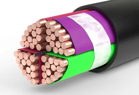 Copper cable. 3d illustration isolated on white Stock Illustration