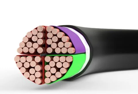 Copper cable. 3d illustration isolated on white Stock Illustration