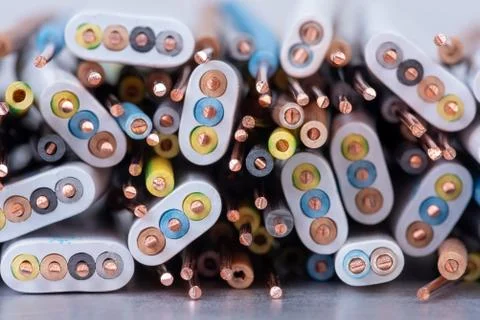 Copper cable and wire electrical installation equipment Stock Photos