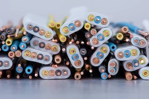 Copper cable and wire electrical installation equipment Stock Photos