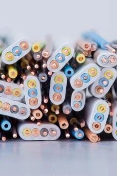 Copper cable and wire electrical installation equipment Stock Photos