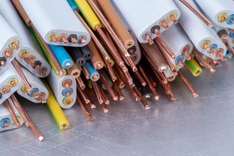 Copper cable and wire used in electrical installation Stock-Fotos
