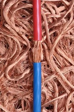 Copper cable and wires 스톡 사진