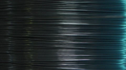 The copper cable is twisted into a skein. Copper cable manufacturing process Stock Footage 153471339