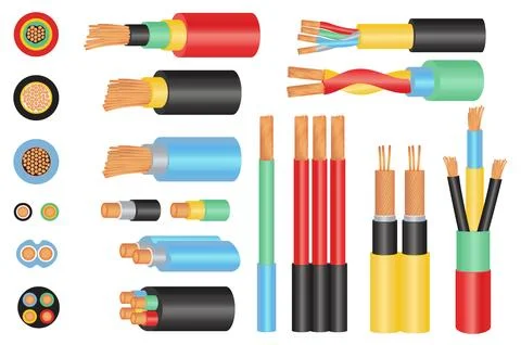 Copper Cable Wires Set Elements Illustrazione stock