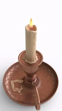 Copper candlestick with white background Stock Illustration
