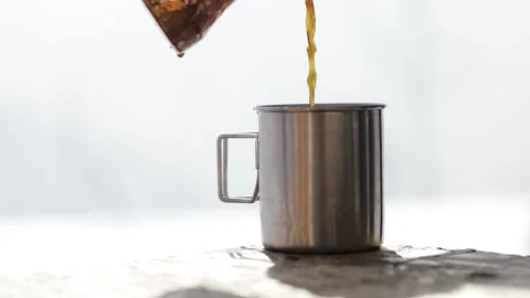 Copper Cezve for coffee in autumn mountains Vídeos de archivo 171127853