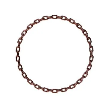 Copper chain in form of circle.3D rendering illustration. 스톡 일러스트
