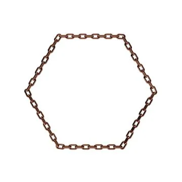 Copper chain in form of hexagon.3D rendering illustration. Иллюстрация