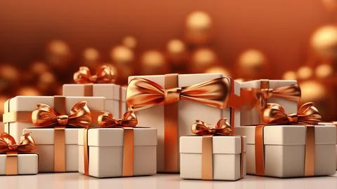 Copper Charm: Luxurious Gift Boxes Ensemble Stock Illustration