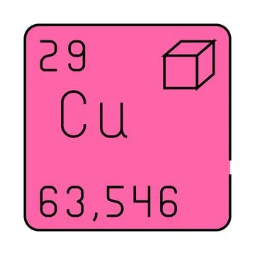 Copper chemical element icon color illustration 스톡 일러스트