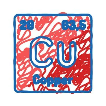 Copper chemical element icon doodle illustration 스톡 일러스트