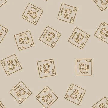 Copper chemical element line seamless pattern Illustrazione stock