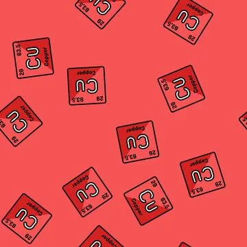 Copper chemical element vector seamless pattern Stock Illustration
