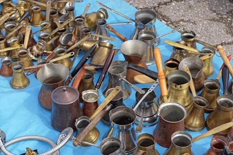 Copper coffee pots Stock Photos