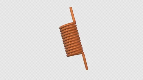 Copper Coil Inductor Rotating on a Transparent Background. Seamless Loop. 4K Stock Footage 304740309
