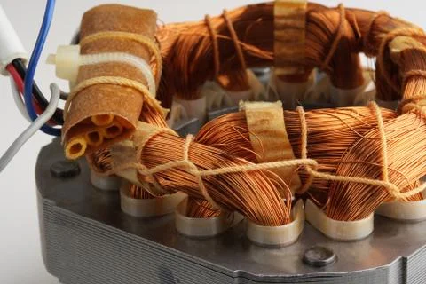 Copper Coils found Inside Electric Motor Stock Photos