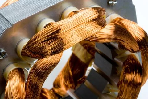 Copper Coils found Inside Electric Motor Foto stock