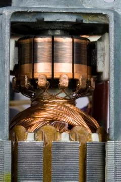 Copper Coils found Inside Electric Motor Stock Photos