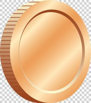 A copper coin, featuring a smooth surface and rounded edge, with brown and .. Stock Illustration