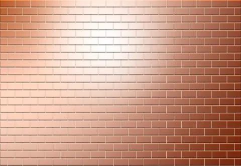 A copper colored brick wall has a hole in it allowing escape to another area, Stock Illustration