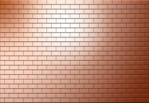 A copper colored brick wall has a hole in it allowing escape to another area, Stock Illustration