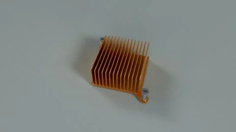 Copper Colored CPU Heatsink With Spring Mounted Screws Stock Footage 334979555