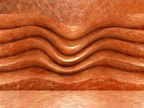 Copper colored wall Abstract background, copper-colored wall. 3d rendering... Stock Photos