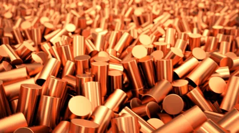 Copper conductor construction electricity metal granulate expensive industrial Stock Footage 32531735