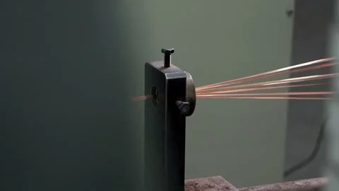 Copper core is twisted into one. Production of copper wire, the copper cable is Stock Footage 140897873