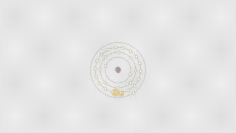 Copper Cu Bohr Atom Model Clean No Text Animation Video Overlay Alpha 4K Vidéo 339370277