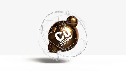 Copper Cu metal 3d atom animation element from periodic table on clean white Stock Footage 306655807
