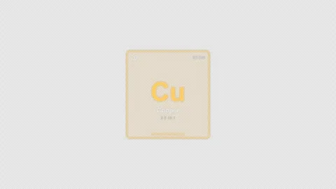 Copper Cu Periodic Table Element Tile Labeled Animation Video Overlay Alpha 4K Stock-Footage 339370241