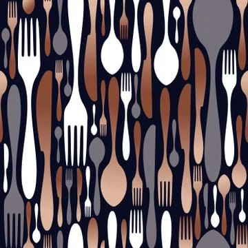 Copper cutlery seamless pattern background Stock Illustration