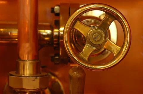 Copper deatail of brewery technology control Stock Photos