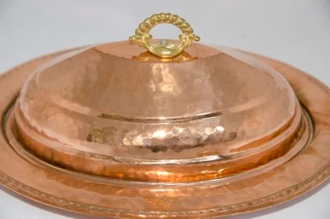 Copper Dinner Plate Stockfoto's