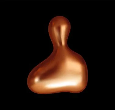 Copper drop of liquid metal blob in abstract shape Illustrazione stock