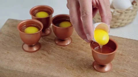 Copper eggs cup Stock Footage 135381611